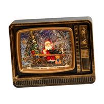 Christmas Santa Claus Music Box Television Shaped Artwork Gift with Light Decoration Ornament for Wedding Cafes Home Restaurants įvairiaspalvis
