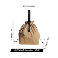Japanese Style Insulated Bento Lunch Tote Bag Drawstring Closure Thermal Food-Safe Lunch Bag for Work School Picnic chaki