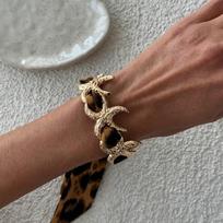 Leopard Print Silk Scarf Cuff Bangles Ribbon-Wrapped Ethnic Style Wristband  Women Style 7