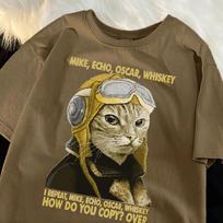 Cats Make Echo Oscar Whisky Unisex T Shirts Casual Hip Hop Tops Colour Cotton T-Shirt Summer Loose Male Crewneck Short Sleeve S