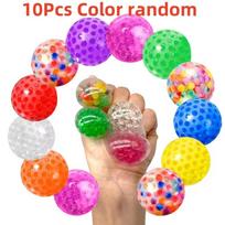 10pcs Squeezing Acne TPR Crystal Ball Transparent Solid Water Ball Pinching Toy Realistic Simulation Rainbow Ball Squeeze Toys