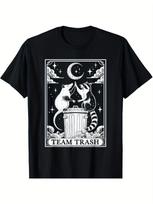 Vintage Gothic Team Trash Tarot with RaccoonOpossumCrescent Moon  Dumpster design100 cotton printed Unisexs Tshirt S