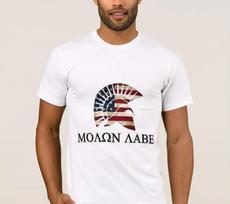 American Flag Spartan Helmet Molon Labe TShirt 100 Cotton ONeck Summer Short Sleeve Casual Unisexs Tshirt Size S3XL S