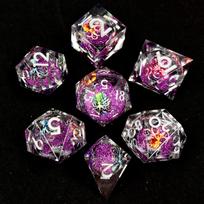 Resin Handmade Dragon Eye Sand Dice Set for Cthulhu Role-Playing & DnD (7-Piece, 20-Sided)
