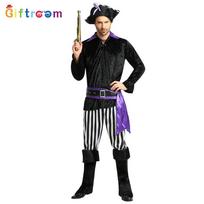 Elegant Adult Male Pirate Captain Outfit In Regal Purple Perfect For Halloween Events