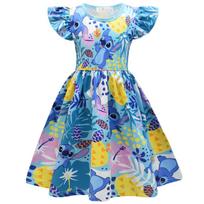 Lilo And Stitch Girl Dress With Pleated Milk Silk Fabric For Summer Playtime 90cm