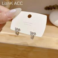 S925 Sterling Silver Elegant Bow Earring Backs - Versatile Luxury Ear Clips for Women White Diamond Pair (Platinum)