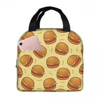 Burger Pattern Insulated Lunch Bag for Women Kids Portable Food Boxes Thermal Lunch Box Tote One Size
