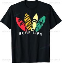 Retro Vintage Surf Life Surfboard Unisex Women Surfer Surfing TShirt Custom Printed Graphic T Shirts Unisexs Clothing Ropa Hombre S