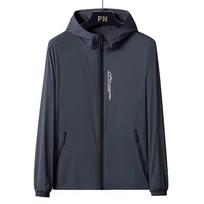 Summer Outdoor Reflective Coats Quick Dry Sun-Protective Thin Jacket Men Hiking Fishing Cycling Hooded Gym Sport Windbreaker M tamsiai pilka spalva