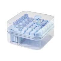 2-in-1 Ice Cube Tray with Lid Easy Push Release Ice Mold for DIY Popsicles Leakproof Freezer Container for Summer Drinks mėlyna