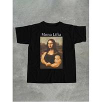 Monalift Men'S Funny Mona Lisa Bodybuilding T-Shirt - Muscular Art Parody Design with Mona Litta Text, 95 /5 Elastane, Short Sleeve Round Neck Gym & S juoda