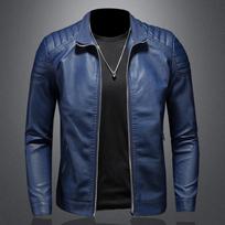Pavasario rudens vyriškas laisvalaikio paltas, vyriška, odinė striukė, su apykakle M mėlyna
