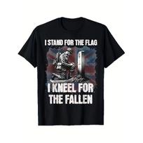 Men'S Kneeling in Memory of the Fallen British Standard Army T-Shirt | Casual Crew Neck, Soldier'S Salute Design, Suitable for All Seasons, Ideal for S juoda