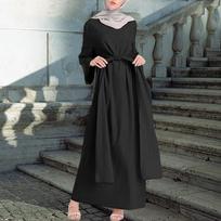 Tvirtas minkštas laisvas chalatas, pralaidus orui, skirtas moteriškai ilgomis rankovėmis, ilga vidurine suknele, musulmonų chalatas XXXL