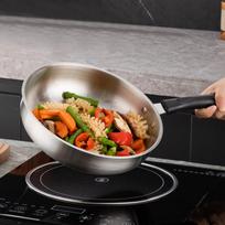 Camping Frying Pan Deep Fry Non Stick Stainless Steel Skillet for Fishing RV 27.3cm