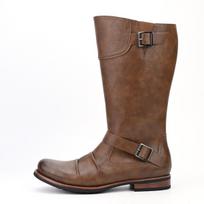 Fashion Men's Knee-High Boots Retro Western Cowboy Boots Pleated Design Long Tube Boots Brand Casual Leather Boot Motorcycle Knight Boot 40 tamsiai ruda spalva