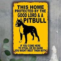 Vintage Pitbull Warning Tin Metal Sign Retro Garage Pub Decor įvairiaspalvis