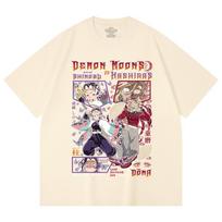 230 Gsm 100% Cotton Demon Slayer V92 Doma x Shinobu Print Unisex Heavy Cotton T Shirt XS abrikosas
