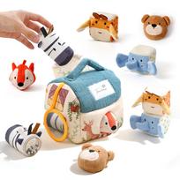 Kūdikio Montessori žaislas Pliušinis tvartas su ūkio gyvūnais Muzikiniai lietimui jautrūs žaislai Nešiojamas kūdikio sodybos pažinimo žaislas Kūdikiams