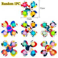 Funny Tie Dye Simple Fidget Spinner Finger Push Bubble Rotating Fidget Spinner For ADHD Anxiety Stress Relief Sensory Toys Kids