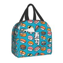 Custom Sushi Lunch Bag Portable Warm Cooler Insulated Lunch Boxes for Kids Women Student School Cartoon Japanese Food Bento Box 22x20x13cm