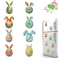 8pcs Easter 2D Acrylic DIY Diamond Painting Magnets Refrigerator Diamond Art Magnets for Beginners Gifts Home Car Garage Decors