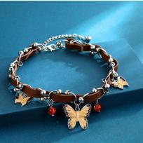 Black Aunt Jewelry Choker Versatile Trendy American Hottie Brown Butterfly Ring Leather Necklace Female