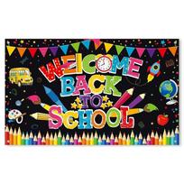 Cartoon Welcome Back Backdrop Banner Folding School Decorations Back To School Banner  Classrooms 180x110cm