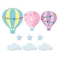 9 Pcs Hot Air Balloon Nursery Wall Decor Boho Wooden Baby Shower Wall Sign Hot Air Balloons Stars Clouds Sculptures for Bedroom Classroom Playroom 1 Set