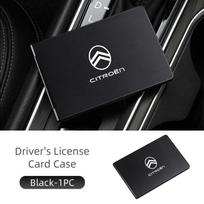Aluminum Driver License Holder Ultra-thin Metal Card Bag For Citroen C4 C3 C5 C1 C2 Berlingo Celysee Cactus Picasso juoda
