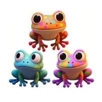 3Pcs/Set Wooden Frog Wall Decoration Colorful Cute Frog Wall Art 2D Flat Frog Ornaments for Home Office Garden Outdoor Decor 1