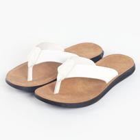 Fashion Men's Leather Flip-Flop Sandals Comfort Flat Thong Beach Slippers 38 balta