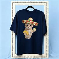 El Gato Viva La Fiesta Cat eating Taco Tequila Funny Cinco De Mayo cat tshirt Women Unisex Casual cotton printed t shirts Adult S