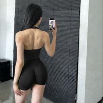 Summer new neck strap chest pad beautiful back sports underwear women's fashion light luxury folds chic sports bra sexy S