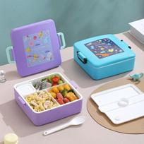 Bento Lunch Box For Kids Portable Microwavable Lunchbox Kids School Food Containers Cute Leakproof Children's Food Box Storage mėlyna
