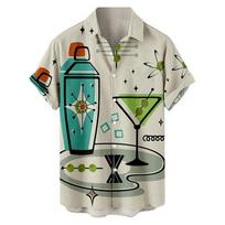 European and American Summer Plus Size Hong Kong Men's Shirt 3D Digital Printing Casual Short-sleeved Shirt Men's Clothing M