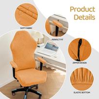 Universal Office Chair Cover Leaf Patterned Soft Breathable Non-Slip Ergonomic Computer Chair Cover for Home Office/Study Room oranžinė