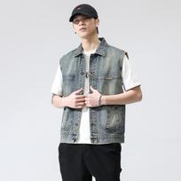 Hong Kong Style Retro Waistcoat Vest Men's Spring New Korean Style Casual Handsome Versatile Sleeveless Denim Jacket M