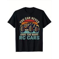 'S & 'S Retro RC Car Enthusiast T-Shirt -  You Can Never Have Too Many RC Cars  Slogan & Truck Graphic, Black Short Sleeve Casual Tee for Remote S juoda