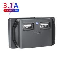 Dvigubas USB automobilinio įkroviklio lizdas 12V / 24V 3,1A 4,2A QC3.0 PD USB įkrovimo skirstytuvo išvesties maitinimo adapteris kemperiui keturračiui keturračiui RV