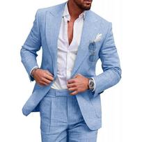 Men's Grab Collar Suit Two Piece Set Single Row One Button 6XL mėlyna
