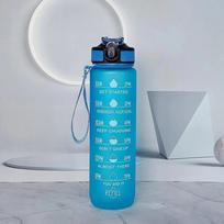 1L Sports Water Bottle With Straw Time Marker Gradient Color Motivational Bottle Leakproof Outdoor Student Drinking Water Cup 1 L mėlyna