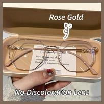 Women Metal Frame Photochromic Myopia Glasses Anti-blue Light Color Changing Sunglasses Unisex Short-sighted Diopter Eyeglasses 0(anti-blue)