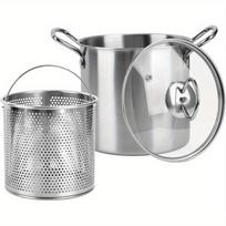 3.5 Stainless Steel Deep Fryer L with Oil Droplet Drain and Wide Mouthed Pot Suitable for Parties, Kitchens and Restaurants. Light Grey