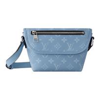 Louis Vuitton Pulse Wearable Wallet Sky Blue Monogram Canvas Men Bags M14116 Basic Set (Bag+Dust Bag)