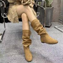 Vintage Spice Girl Maillard Hollow Boots Women's Autumn 2025 New Breathable Non-Slip Millennium Style Skinny Boots 35 kupranugaris