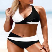 New soft bag chest cross thin shoulder straps sexy bikini summer beach color matching women's swimsuit S