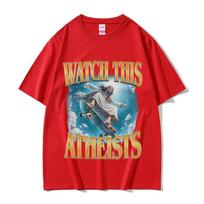 Watch This Atheists Jesus Skateboarding Funny Meme Tshirt Unisex Women Fashion Casual T Shirts Male Vintage Oversized Short Sleeve S