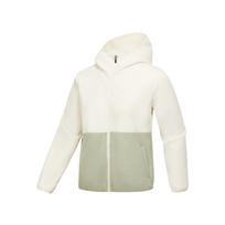 Skechers Basic Sports Series Color Block Comfortable Warm Windproof Fleece Jacket Women outerwear Cream Off-White P424W124-00NA M